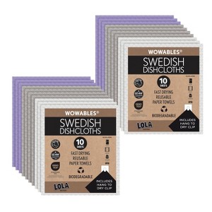 LOLA Swedish Dishcloths 20 Pk Biodegradable Reusable Paper Towels Absorbent Cellulose Kitchen Sponge Cloths Zero Waste Odor Free, Made in Germany - 1 of 4