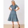Allegra K Women's Summer Boho Casual Short Sleeve V Neck Tiered Floral Midi Dresses - 4 of 4