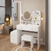 Full Body Mirror Cabinet with Vanity Table and Cushioned Stool - 3 of 4