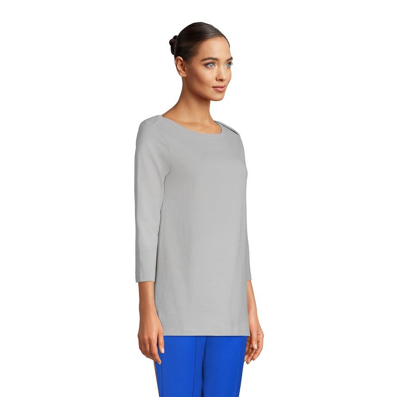 Lands' End Women's 3/4 Sleeve Heavyweight Jersey Boatneck Button Back Tunic, 3 of 4