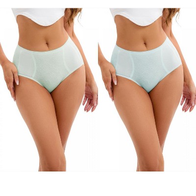 INSPIRE CHIC 2 Pcs Women's High-Waisted Underwear Briefs High Elastic Breathable Underpants