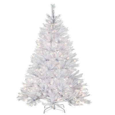 6ft National Christmas Tree Company Pre-Lit Winchester White Pine Hinged Artificial Christmas Tree with Silver Glitter & 350 Clear Lights