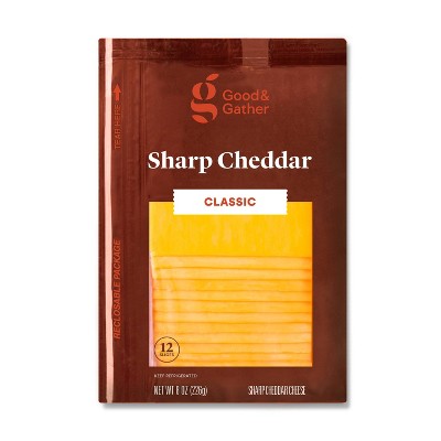 Sharp Cheddar Deli Sliced Cheese - 8oz/12 slices - Good &#38; Gather&#8482;