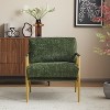 Racxily green modern style chair with soft cushion - minimalist metal frame, wooden armrests, modern elegance for living room/bedroom/office - 2 of 4