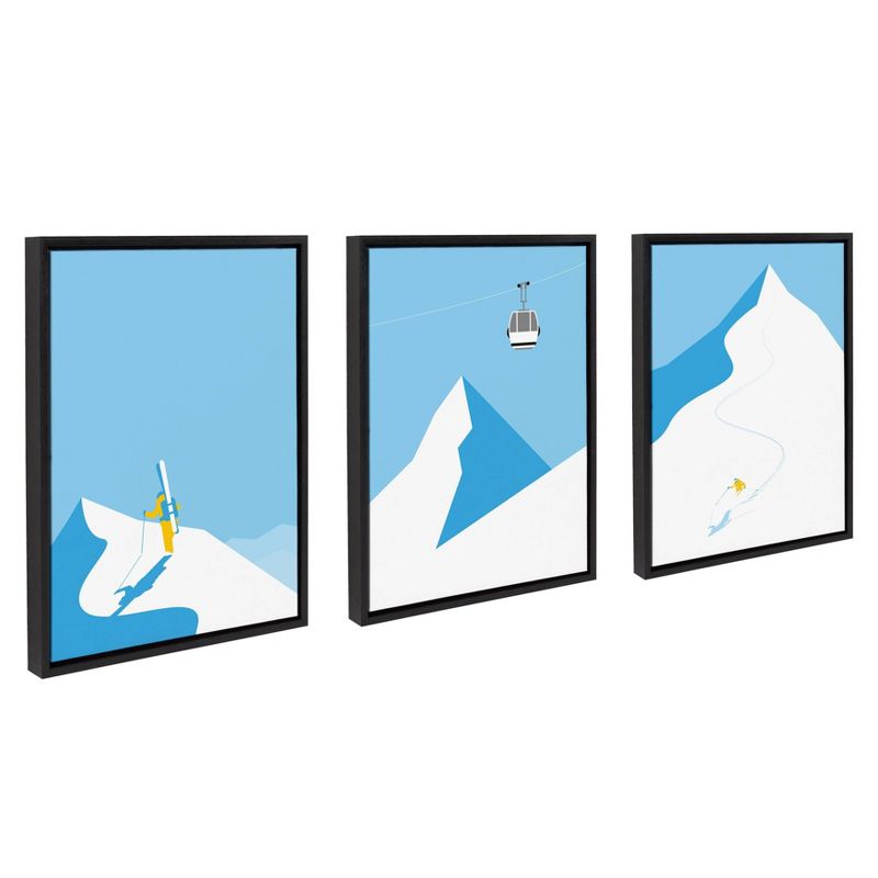 3pc Sylvie Downhill Skier Framed Canvas Wall Art by Rocket Jack Black - Kate and Laurel, 3 of 8