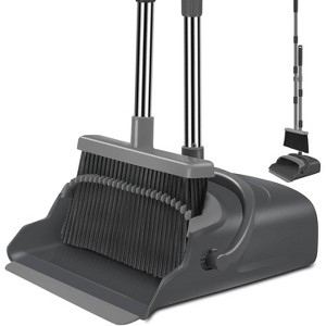Upgrade Broom and Dustpan Set, Self-Cleaning with Dustpan Teeth, Stand Up Broom for In - 1 of 4