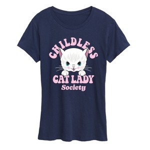 Women's - Instant Message - Childless Cat Lady Society Short Sleeve Graphic T-Shirt - 1 of 4