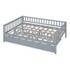 Okak Twin/Full Wooden Bed Frame with Trundle & Guardrails,Modern Platform Daybed for Kids Room,Bedroom,No Box Spring Needed - 3 of 4