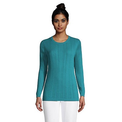 Lands' End Women's Plus Size Cotton Modal Long Sleeve Textured Stitch ...