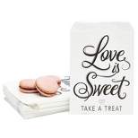 Sparkle and Bash 100 Pack Love Is Sweet Treat Bags for Wedding, Bridal Shower, Engagement Party (5 x 7.5 In)