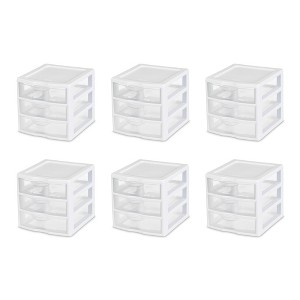 Sterilite Clearview Plastic Multipurpose Small 3 Drawer Desktop Storage Organization Unit for Home, Classrooms, or Office Spaces - 1 of 4