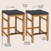 JONATHAN Y Armand Modern Coastal Backless Acacia Wood Outdoor Bar Stool with Woven Rope Sea - 3 of 4