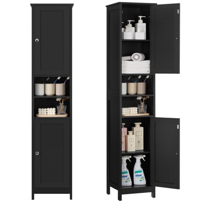 USIKEY 67" Tall Bathroom Cabinet with Adjustable Shelves and Doors, Narrow Bathroom Storage Cabinet for Small Space