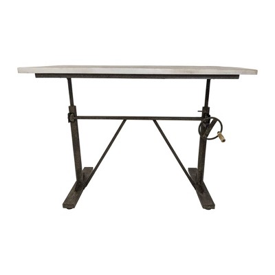 Gray Adjustable Height Standing Desk with Wood Top