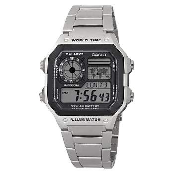 Men's Casio Bracelet Watch with World Time - Silver (AE1200WHD-1A)