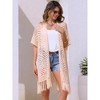 INSPIRE CHIC Women's Boho Open Front Short Sleeve Lightweight Fringe Beach Knit Cardigans - 3 of 4