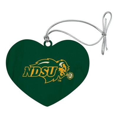 North Dakota State Bison Logo Heart Love Wood Christmas Tree Holiday Ornament