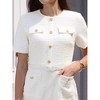 INSPIRE CHIC Women's Tweed Crew Neck Belted Short Sleeve Work 2026 Sheath Midi Dress - 4 of 4