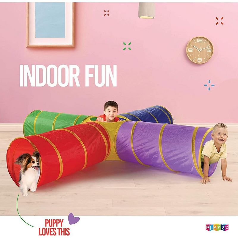 4-Way Play Tunnel for Kids to Crawl Through 8 Feet Foldable into A Carrying Bag - Play22USA, 3 of 8