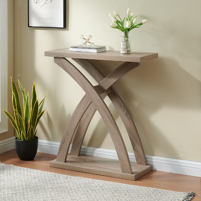 MOEPISY Hallway Entryway Foyer Front Door Console Table Curved Legs Dark Taupe Color