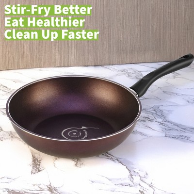 12-Inch Purple Nonstick Aluminum Wok with Ergonomic Handle