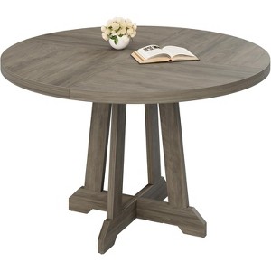 Round Dining Table for 4-6, Wooden Kichen Table with Sturdy X-Shaped Legs, Circle Pedestal, Coffee Tables for Dining Room, Kitchen - 1 of 1