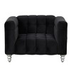 Modern Comfy Fabric Upholstered Sofa Chair,Wooden Legs Button Tufted Backrest Sofa,Padded Lounge Arm Chair for Living Room,Bedroom-Coolbibila - 3 of 4