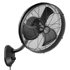 Mule 18" KWIK Install Wall Mount Outdoor Oscillating Wet Rated Fan, Matte Black - 1 of 4