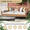 Twin Size Acacia Wood Patio Swing Bed with 16.4ft Hemp Ropes, Modern Hanging Porch Swing Frame for Garden, Backyard - ModernLuxe - 4 of 4