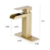 ChicFurnit Bathroom Sink Faucet Black Single Handle Waterfall Faucet with Deck Plate for Contemporary Bathrooms, Gold, 13"*8.3"*4" - 3 of 4