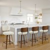 Bekrvio 26" Swivel Counter Height Bar Stools - Upholstered Faux Leather with Back, Bent Wood Legs, Mid Century Modern Kitchen Island Counter Stools - 4 of 4