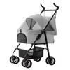 iMountek "Foldable 4-Wheel Pet Stroller with Removable Liner, Storage Basket for Dog & Cat Travel Jogger"Black , Grey - 4 of 4