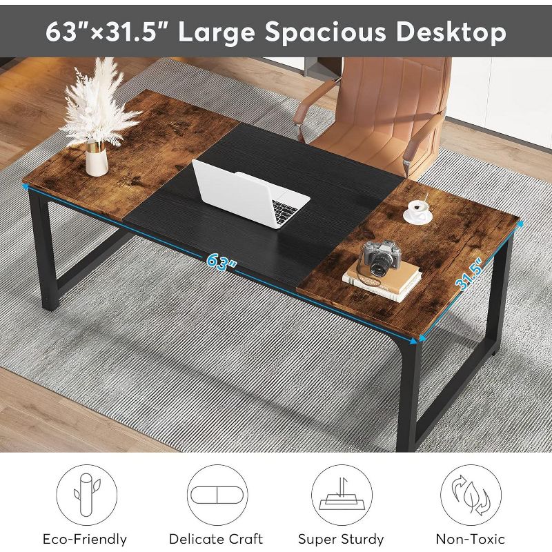 Tribesigns Large Office Computer Desk, 63" Modern Workstation Table, 4 of 7