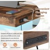 31.4" x 31.4" Farmhouse Coffee Table with 2 USB Ports, Outlets & LED Light, Rustic Cocktail Table with Charging Station for Living Room - 3 of 4