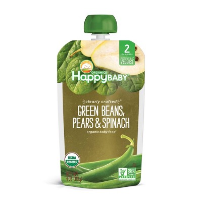 HappyBaby Clearly Crafted Green Beans Pears & Spinach Baby Food Pouch - 4oz