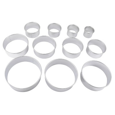 11-Piece Stainless Steel Round Cookie and Pastry Cutter Set