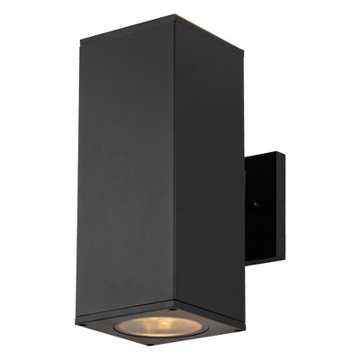 C Cattleya 2-Light Matte Black Die-Cast Aluminum Rectangular Outdoor Wall Light