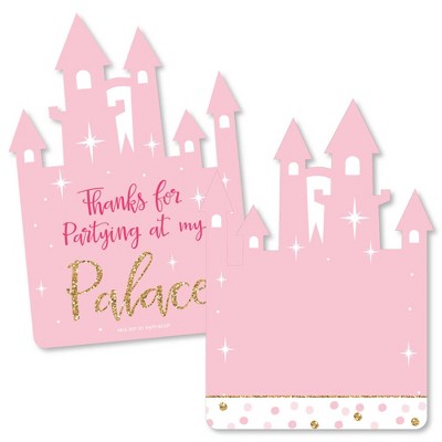 Big Dot of Happiness Little Princess Crown - Shaped Thank You Cards - Baby Shower or Birthday Party Thank You Note Cards with Envelopes - Set of 12