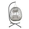 SKRAN Foldable Swing Chair with Stand, Rattan Wicker Hanging Egg Chair Hammock Chair with Cushion and Pillow for Bedroom Patio Garden - 2 of 4