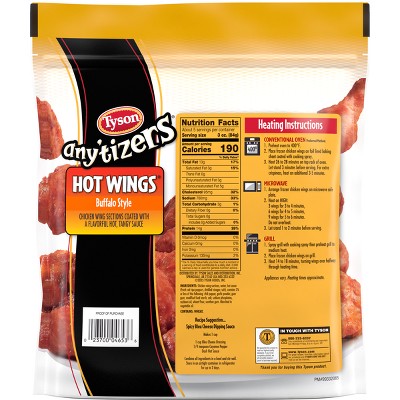 Tyson Any&#39;tizers Bone-In Buffalo Chicken Hot Wings - Frozen - 22oz