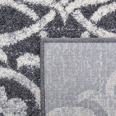 Charcoal and Ivory Floral Damask 6' x 9' Area Rug