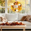 CuisinSmart 22" Fall Wreath for Front Door Decorations, Autumn Thanksgiving Wreath with Pinecones, Maple Leaves, White Flowers, Berries - 2 of 4