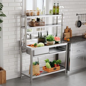 AMERLIFE Stainless Steel Freestanding Sink with Worktop & Storage, Multi-Functional Prep Station for Kitchen, Laundry or Commercial Use - 1 of 4