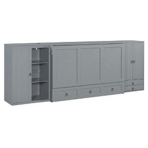 TiramisuBest Queen Size Murphy Bed with USB Port - Gray Particle Design - 1 of 4