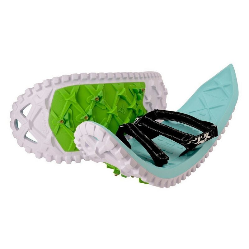 Crescent Moon Eva Flexible Lightweight Foam Recreational Running Snowshoes with Hook and Loop Binding for Adults, Fits Shoe Size 7W to 14M, Seafoam, 1 of 7