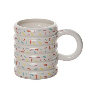 Totalee Gift Dip It In Glitter Confetti Ribbed Mug Ceramic White 22 oz - 1 of 2