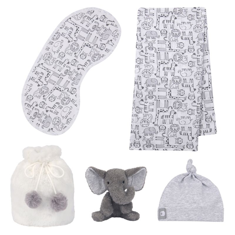 5 Piece Gray/White Luxury Soft Baby Gift Bag for Infant/Newborn, 2 of 9