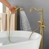 Cobbe Brushed Gold Freestanding Bath Faucet Single Handle Shower Faucet with Tub Spout and Handheld Showerhead - 4 of 4