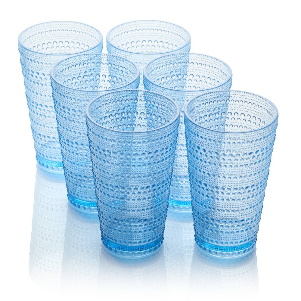 Photos - Glass Certified International  22oz Acrylic Ice Tea Glasses Santa Fe Blue (Set of 6)