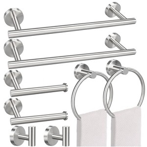 Itopfox 8 Piece Bathroom Hardware Set 2 Pack 23.6 Inch Towel Bar 2 Pack Towel Hook 2 Pack Towel Ring 2 Pack Toilet Paper Holder - 1 of 4